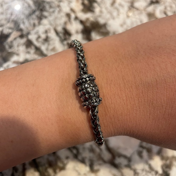 Silver Tone Magnetic Woven Chain Bracelet Unisex - Picture 2 of 6